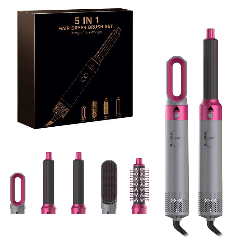5 In 1 Hair Dryer Hot Air Comb For Curling