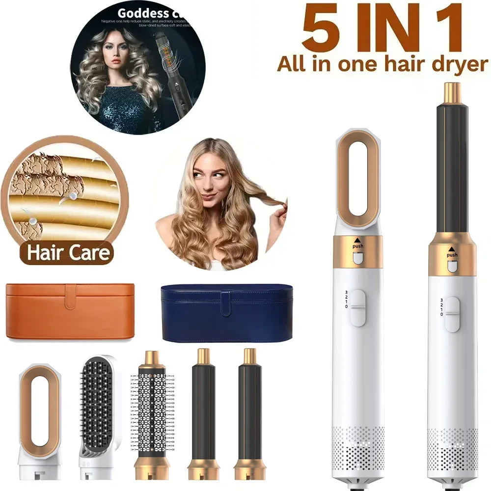 5 In 1 Hair Dryer Hot Air Comb For Curling