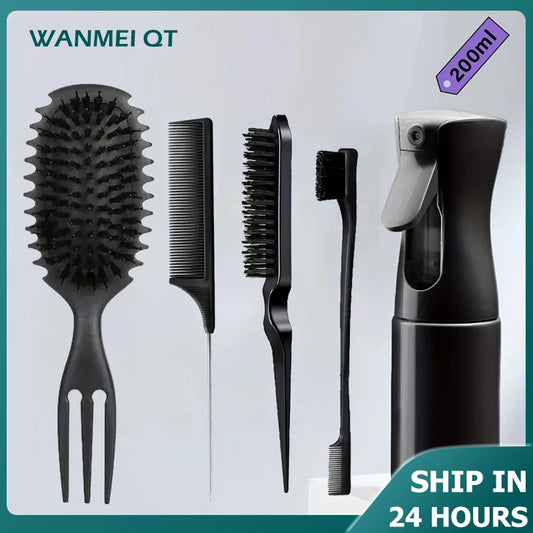 5pc Hair Styling Set: 200ml Spray Bottle 3-