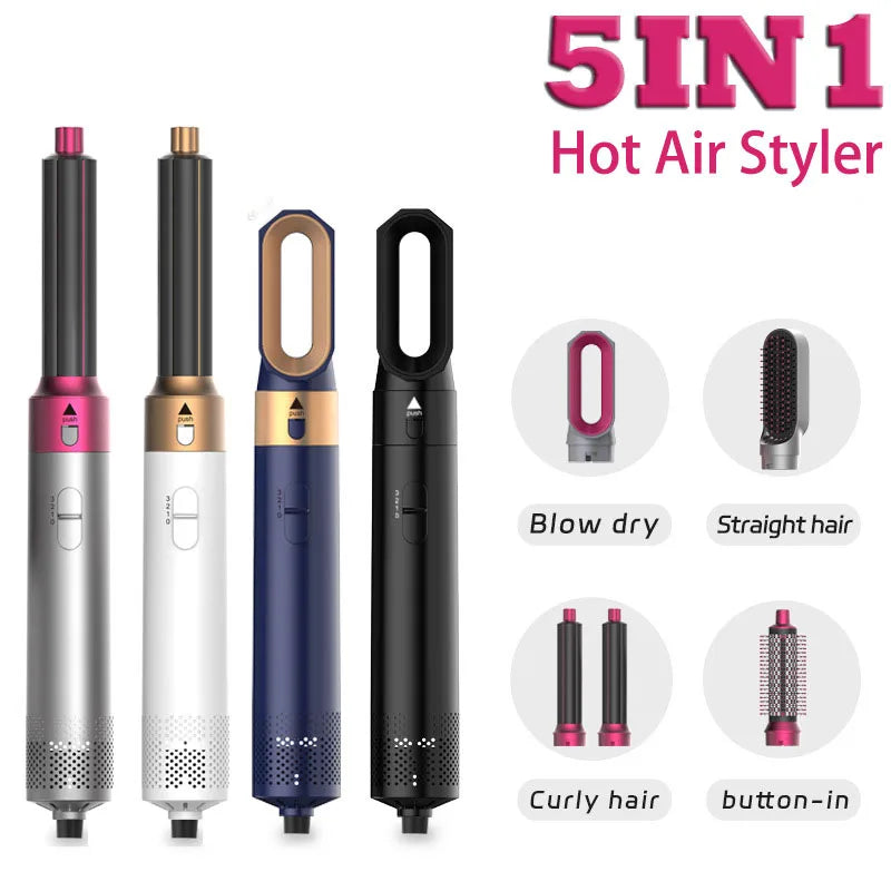 5 In 1 Hair Dryer Hot Air Comb For Curling