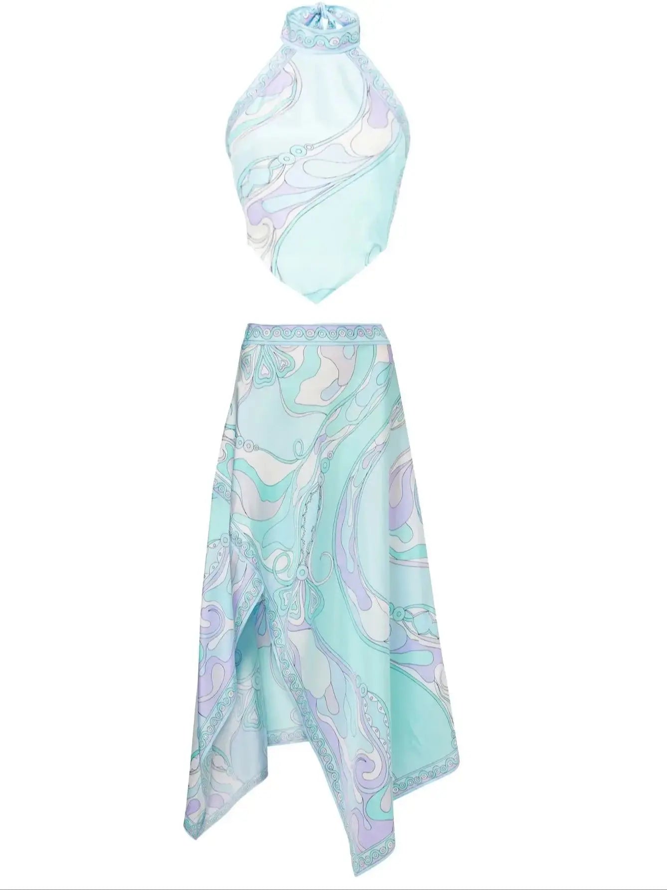 Women Print Two Piece Skirt New Sexy