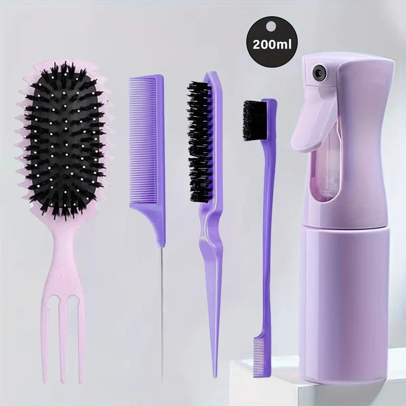 5pc Hair Styling Set: 200ml Spray Bottle 3-