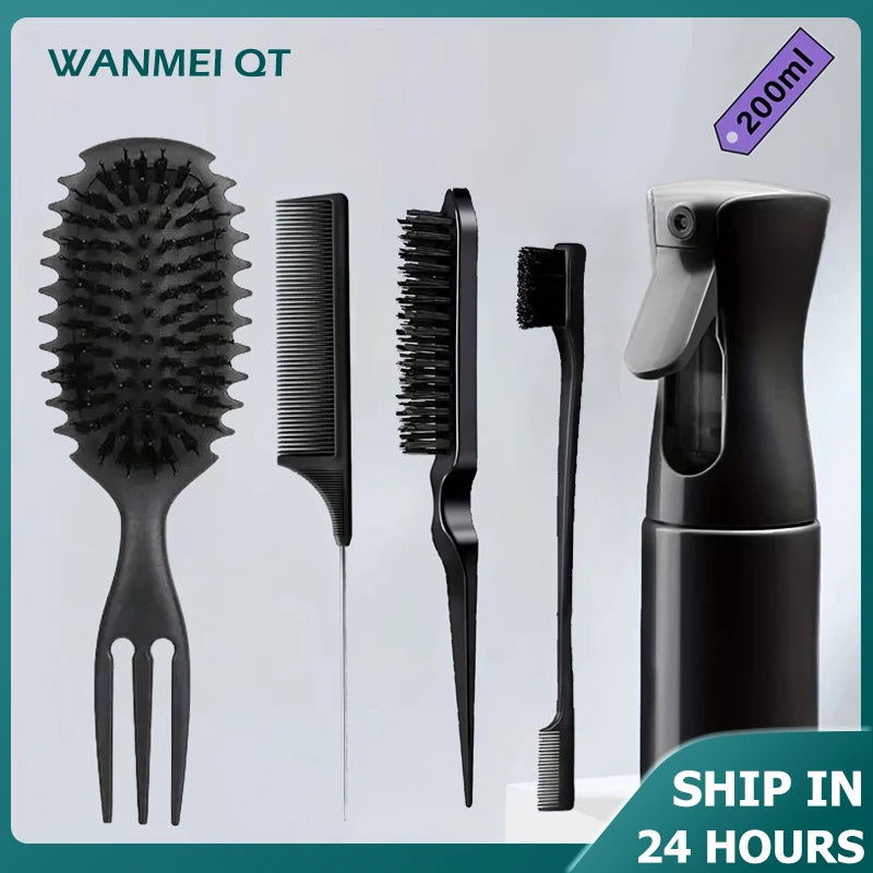 5pc Hair Styling Set: 200ml Spray Bottle 3-
