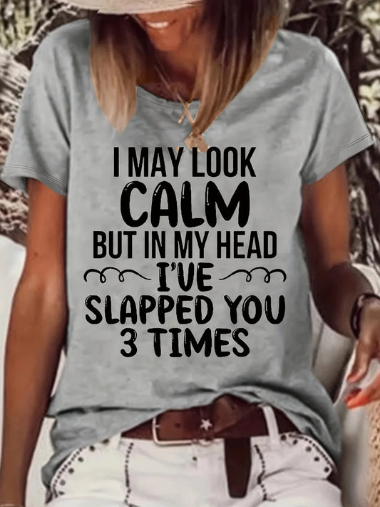 Letter Print T-shirt, Casual Crew Neck