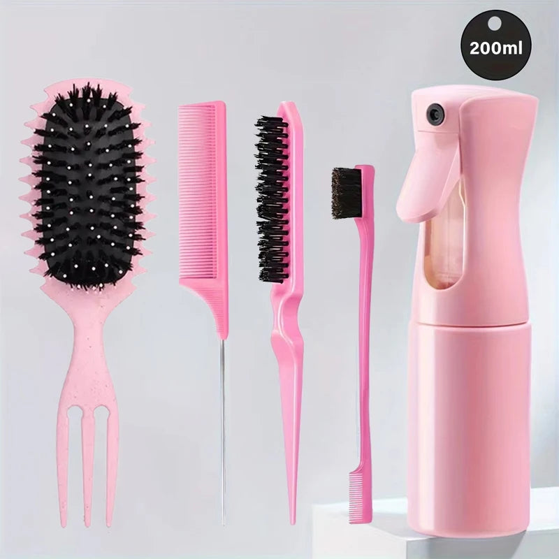 5pc Hair Styling Set: 200ml Spray Bottle 3-