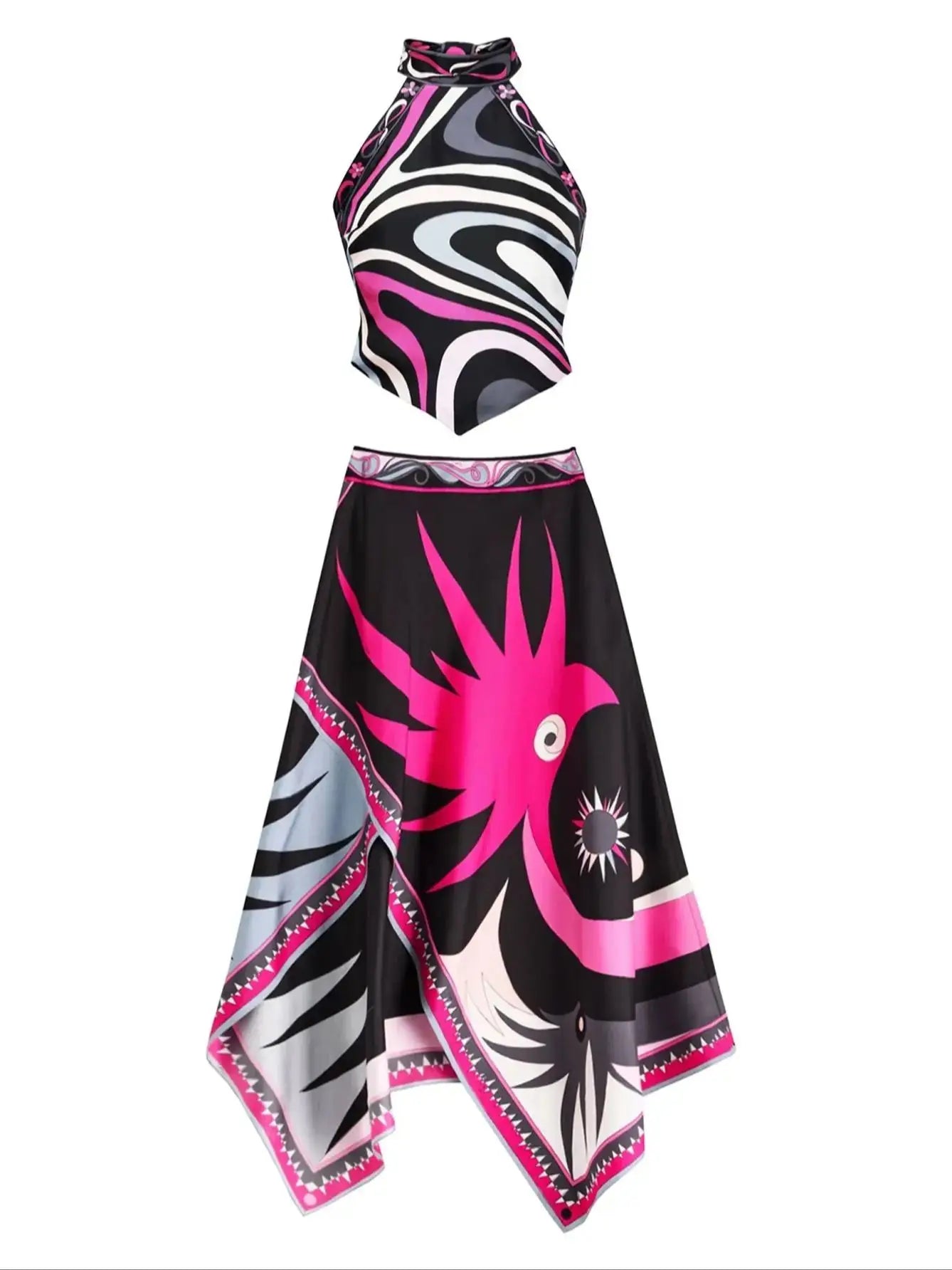 Women Print Two Piece Skirt New Sexy
